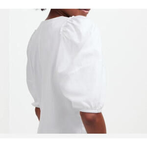 MADEWELL White Puff-Sleeve Tee Cotton Short Sleeve Top Blouse Casual